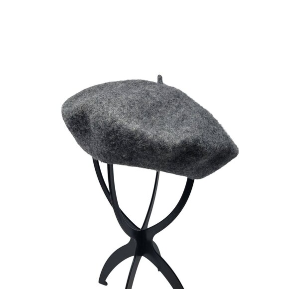 Unisex Classic Heather Gray‎ Wool Beret Hat French-Chic Artsy Dark Academia - Picture 2 of 8